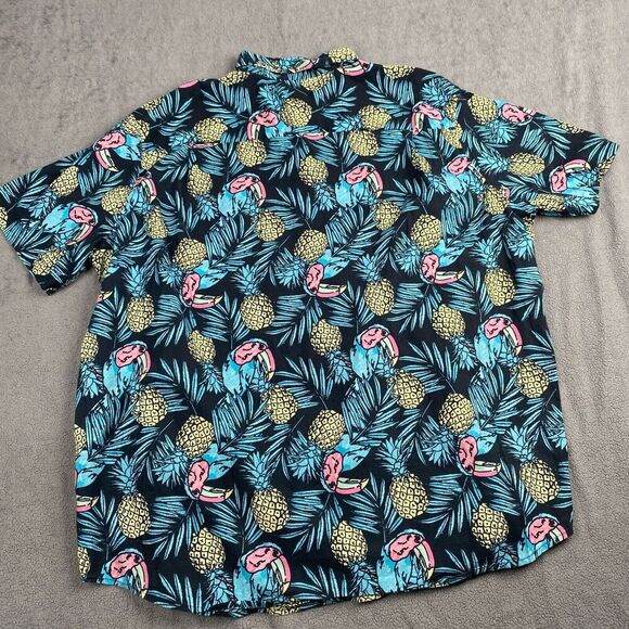 Foundry Supply Co Young Mens Size 3XLT Button Down Short Sleeve Parrot Pineapple - Picture 6 of 10